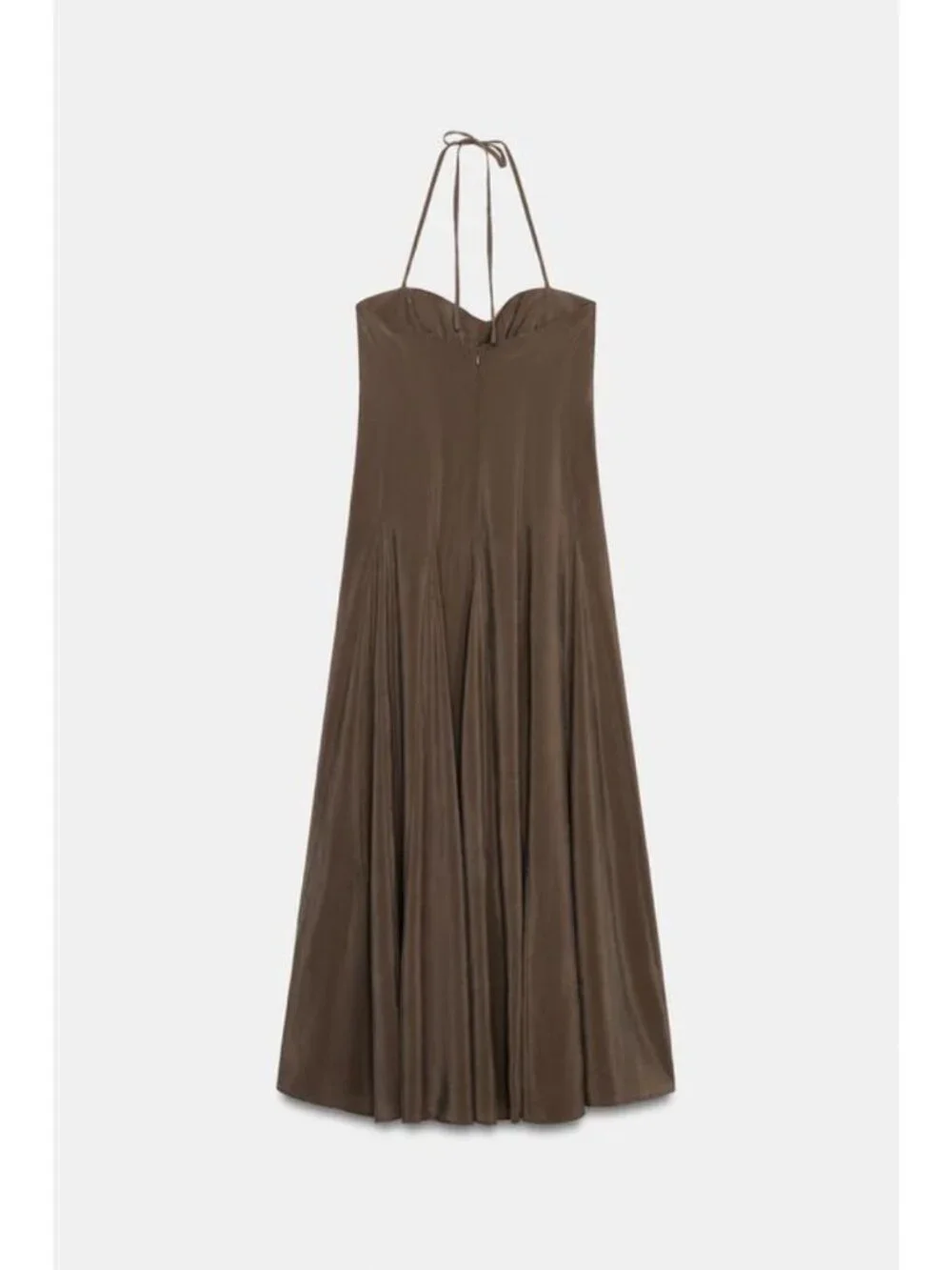 ZARA FLUID HALTER VOLUME MIDI DRESS - Picture 5 of 6